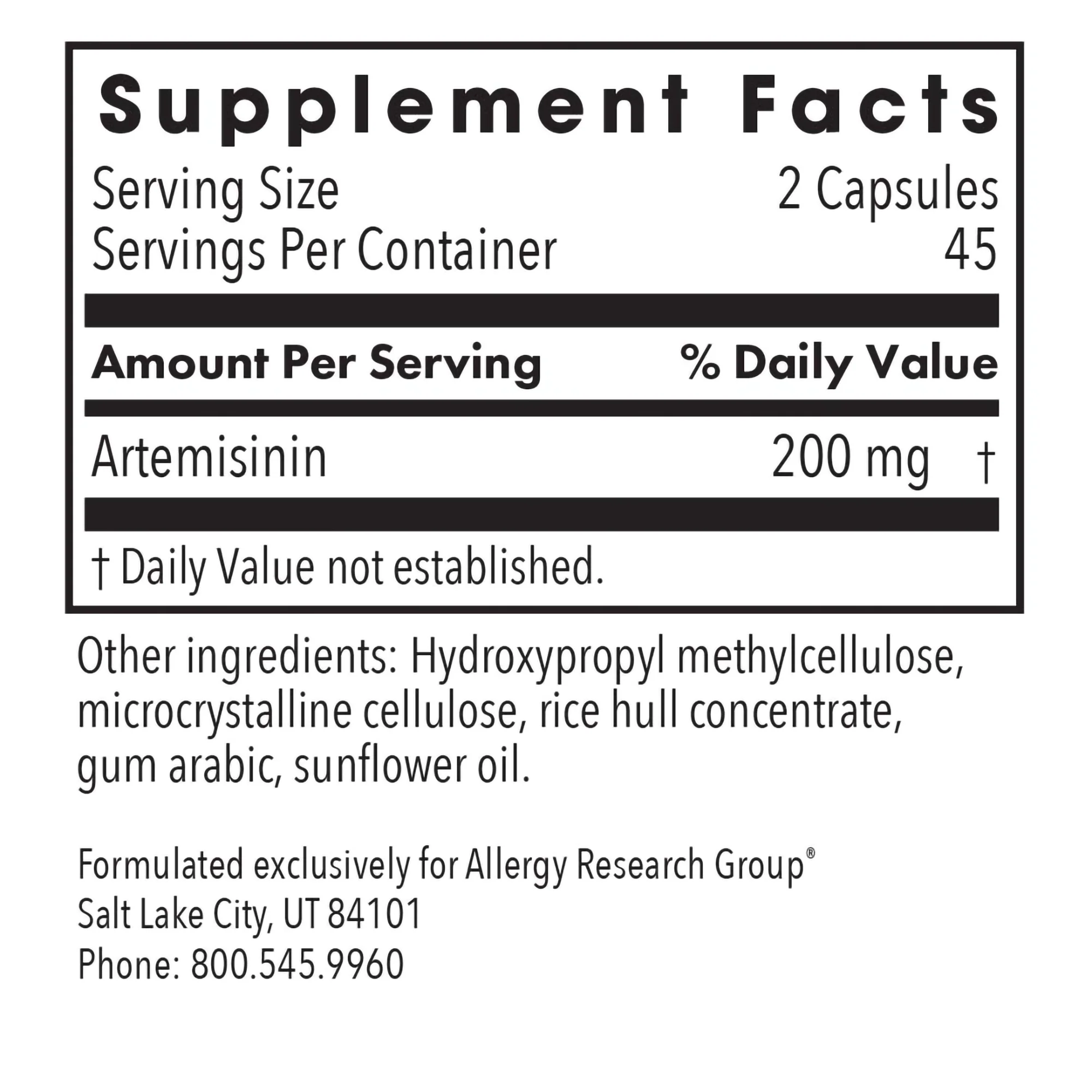 Artemisinin 100 mg 90 vegcaps - Image 3